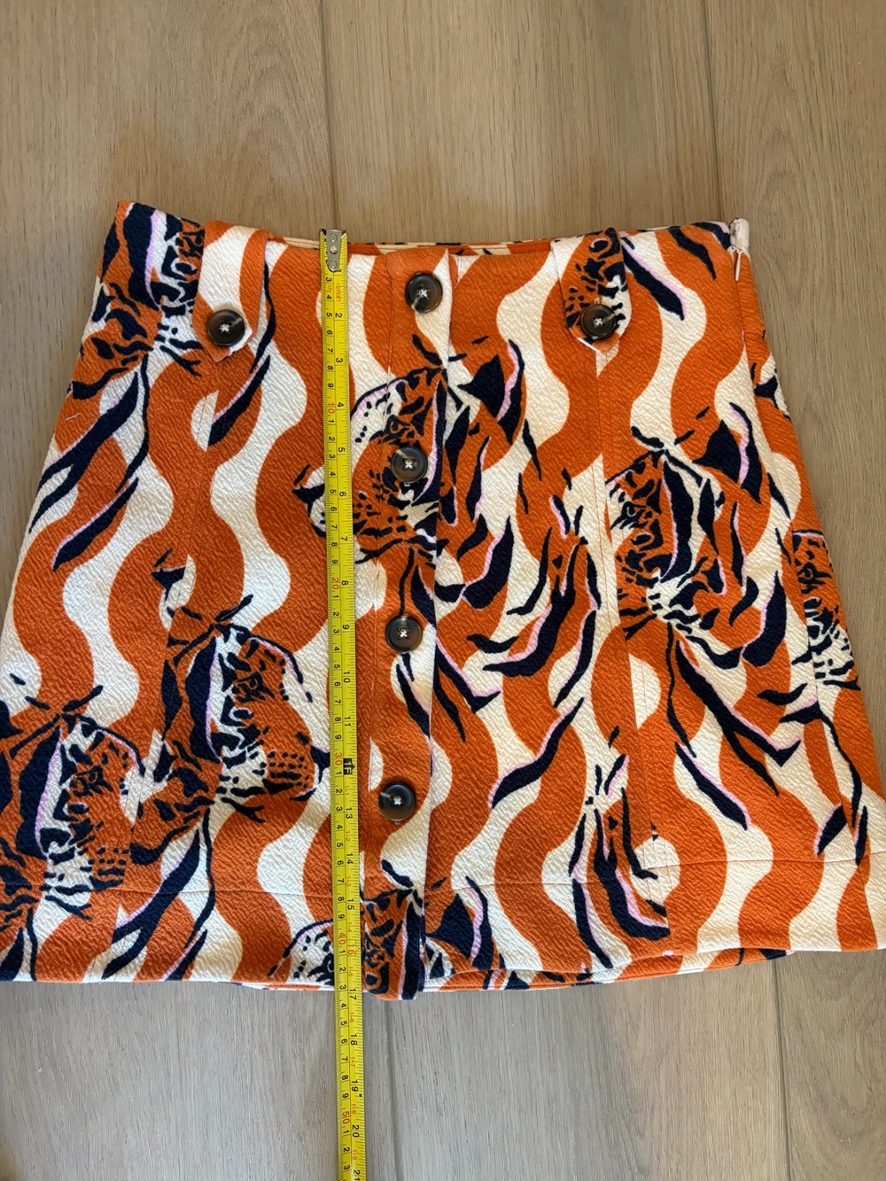 Maeve Anthropologie Tiger-Print Button Front Mini-skirt S - Picture 7 of 8